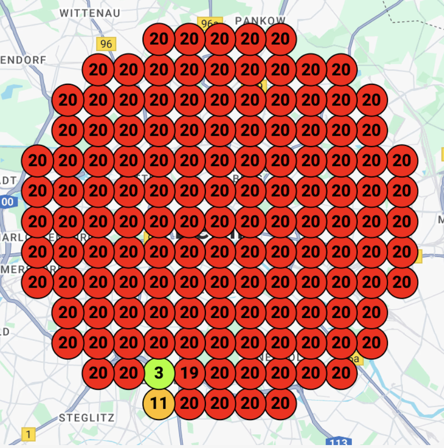 Google Maps ranking heatmap before optimization